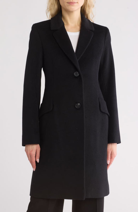 Notch Lapel Wool Blend Coat