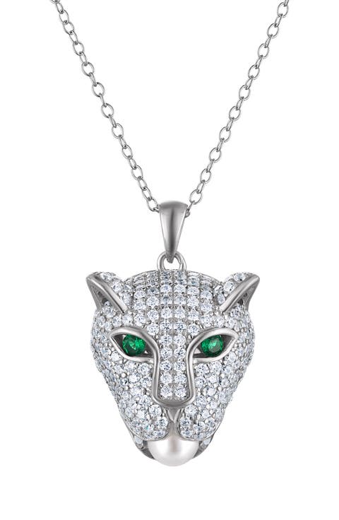 Sterling Silver & Cubic Zirconia Panther Head Pendant Necklace