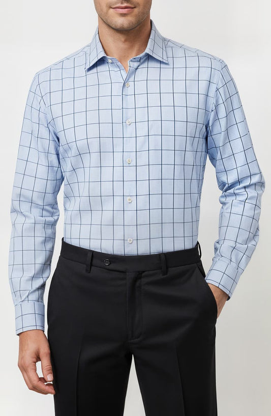 Trim Fit Plaid Button-Down Dress Shirt