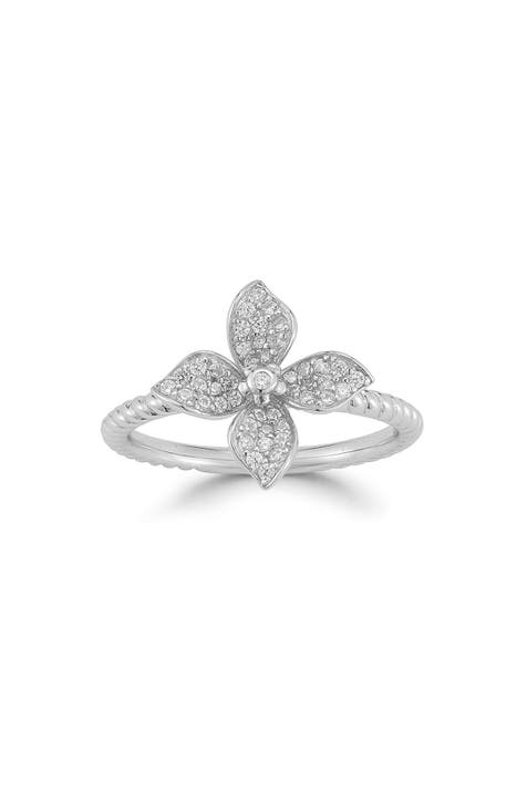Anillo Flor Pavé CZ