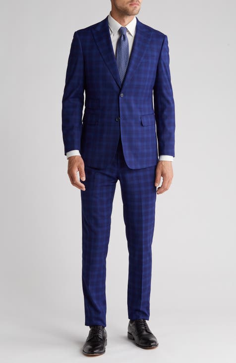 Traje a cuadros con ajuste ribeteado