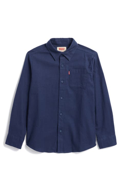 Camisa abotonada de franela para niños (niño grande)