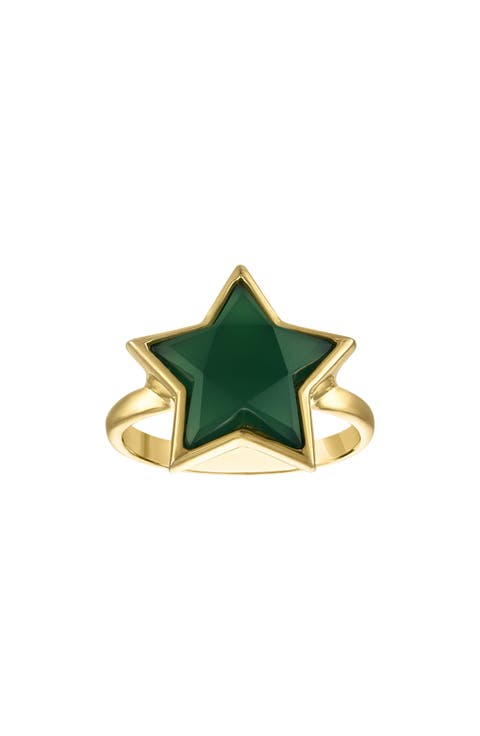 Green Chalcedony Star Sterling Silver Ring