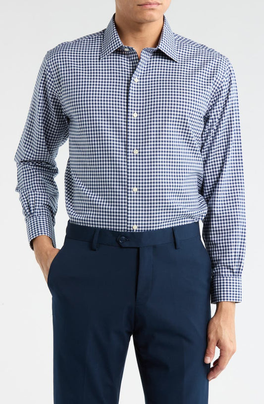 Gingham Print Non-Iron Regular Fit Dress Shirt (Regular, Big & Tall)