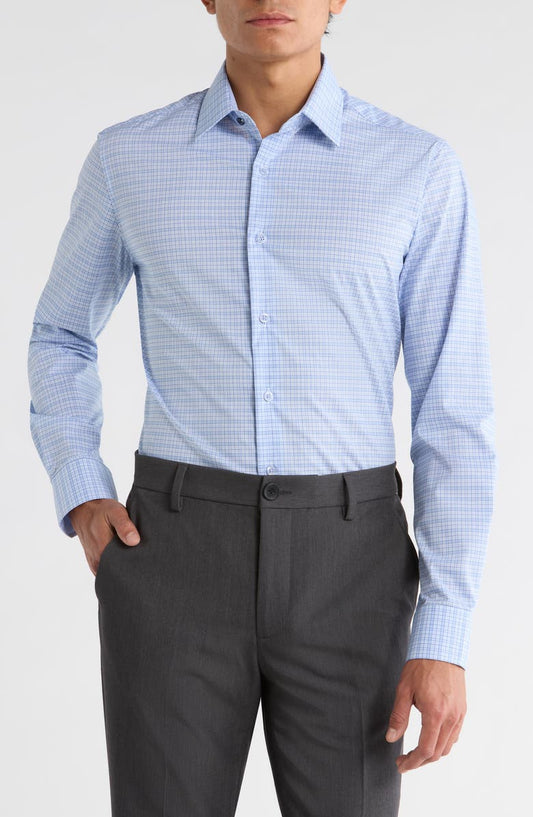 Plaid Print Slim Fit Dress Shirt