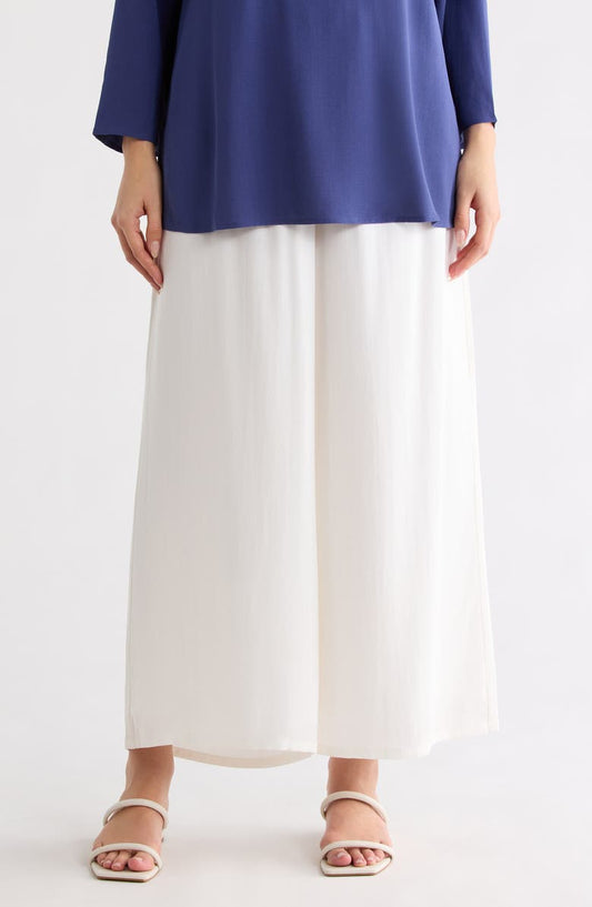 Silk Crepe Georgette Ankle Wide Leg Pants