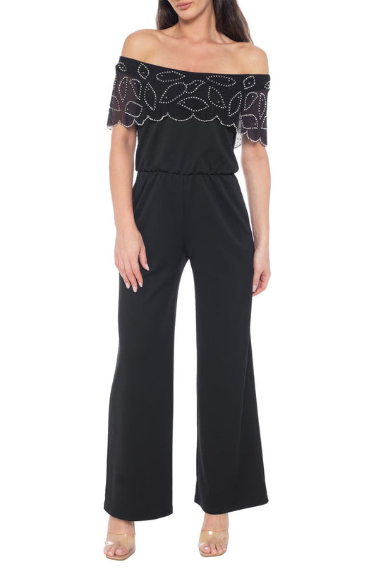 Scalloped Off the Shoulder Jumpsuit