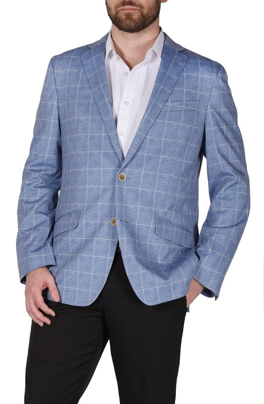 Blue Windowpane Knit Sport Coat