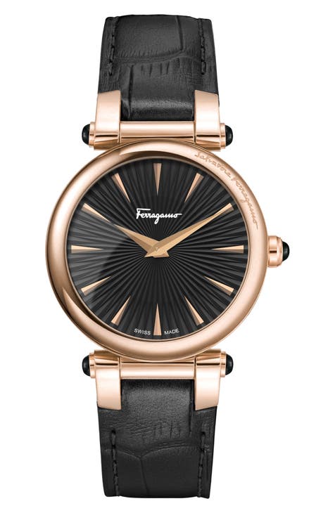 Reloj Idillio con correa de piel de cocodrilo, 36 mm