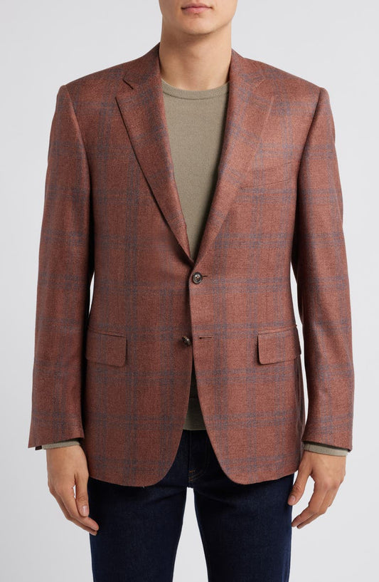 Siena Regular Fit Shadow Check Silk & Cashmere Sport Coat