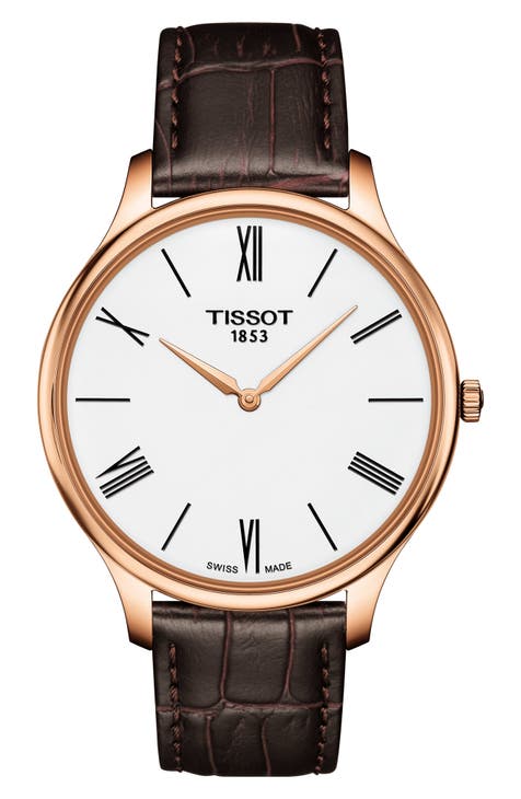 Reloj con correa de piel Tradition 5.5 para hombre, 39 mm