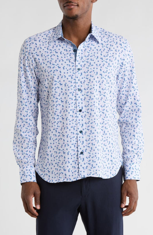 Daisy Floral Print Stretch Dress Shirt