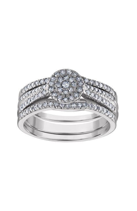 Anillo de novia de diamantes de plata de ley - 0,5ct.