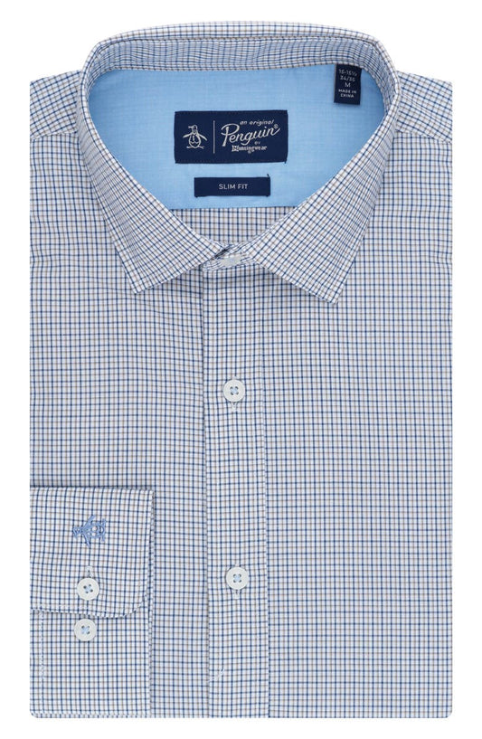 Mini Check Print Slim Fit Dress Shirt